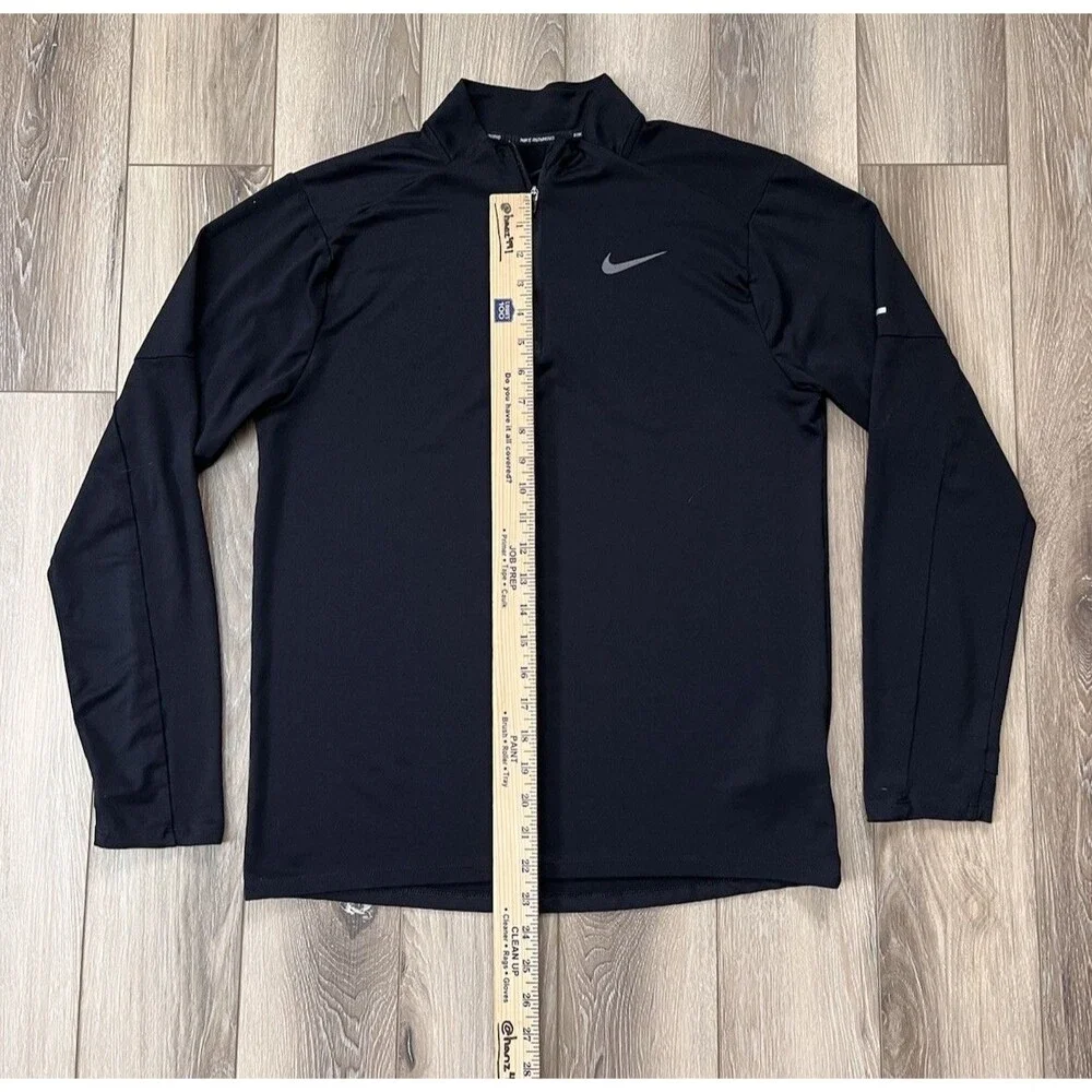 Nike Running Long Sleeve Pullover Mens S Black Heather 1/4 Zip Dri-Fit Stretch